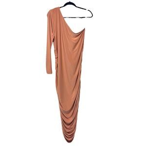 Missguided Maternity Midi Dress Womens Size 14 Pink One Shoulder Ruched Detail